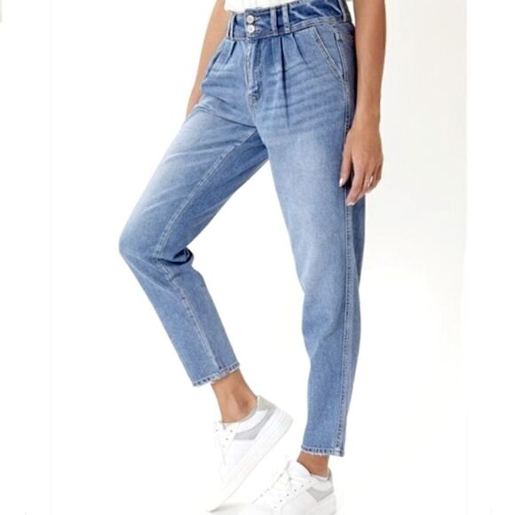 Kancan High Waist Relaxed Mom Baggy Jeans Distressed Straight Leg - Picture 13 of 13